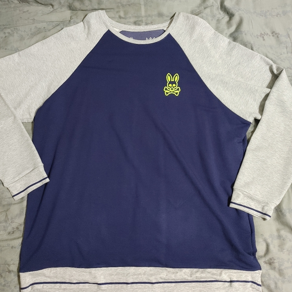 Psycho Bunny Navy and Gray Sweat Shirt with Yellow Logo